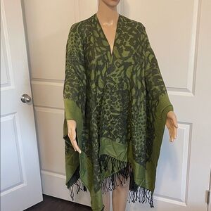 Kaleidos Poncho Shawl Wrap‎ Kimono One Size green Made in Italy